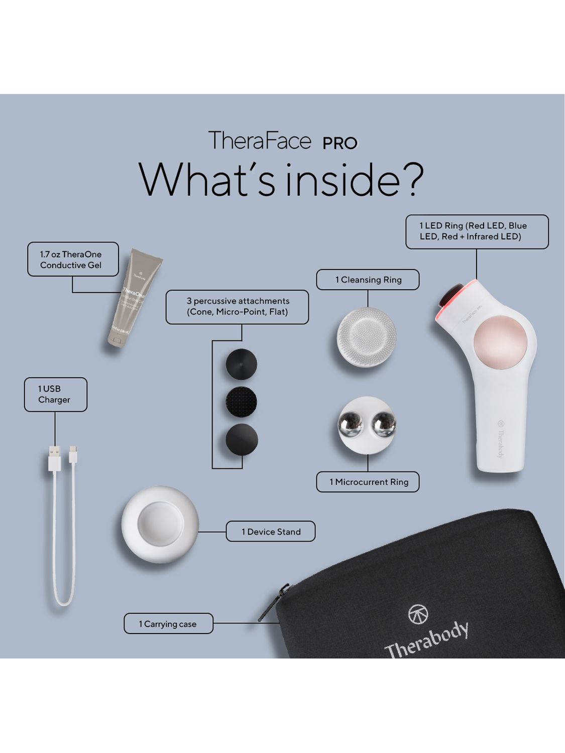 TheraFace PRO Facial Health Device by Therabody, White/Rose Gold