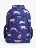 John Lewis Kids' Cat Print Backpack, Blue/Multi