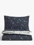 John Lewis Easy Care Star Print Reversible Duvet Cover and Pillowcase Set, Cotbed (120 x 140cm), Navy
