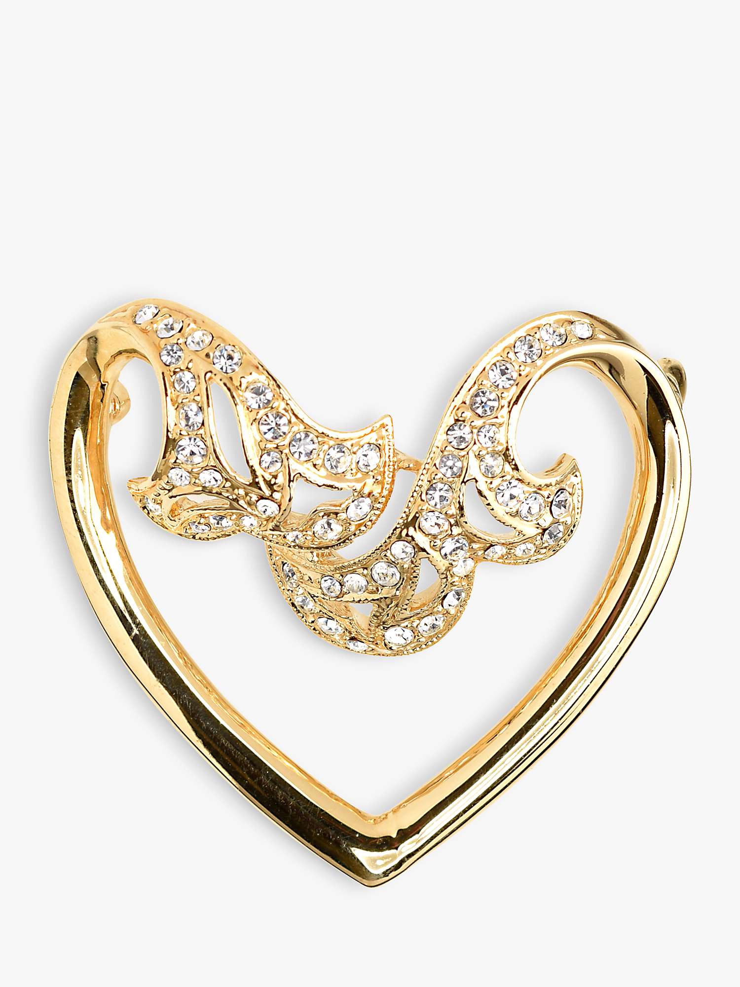 Buy Eclectica Vintage Attwood & Sawyer Swarovski Crystal Heart Brooch, Dated Circa 1990s, Gold Online at johnlewis.com