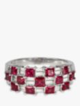 Kojis Second Hand 18ct White Gold Diamond & Ruby Checkerboard Band Ring