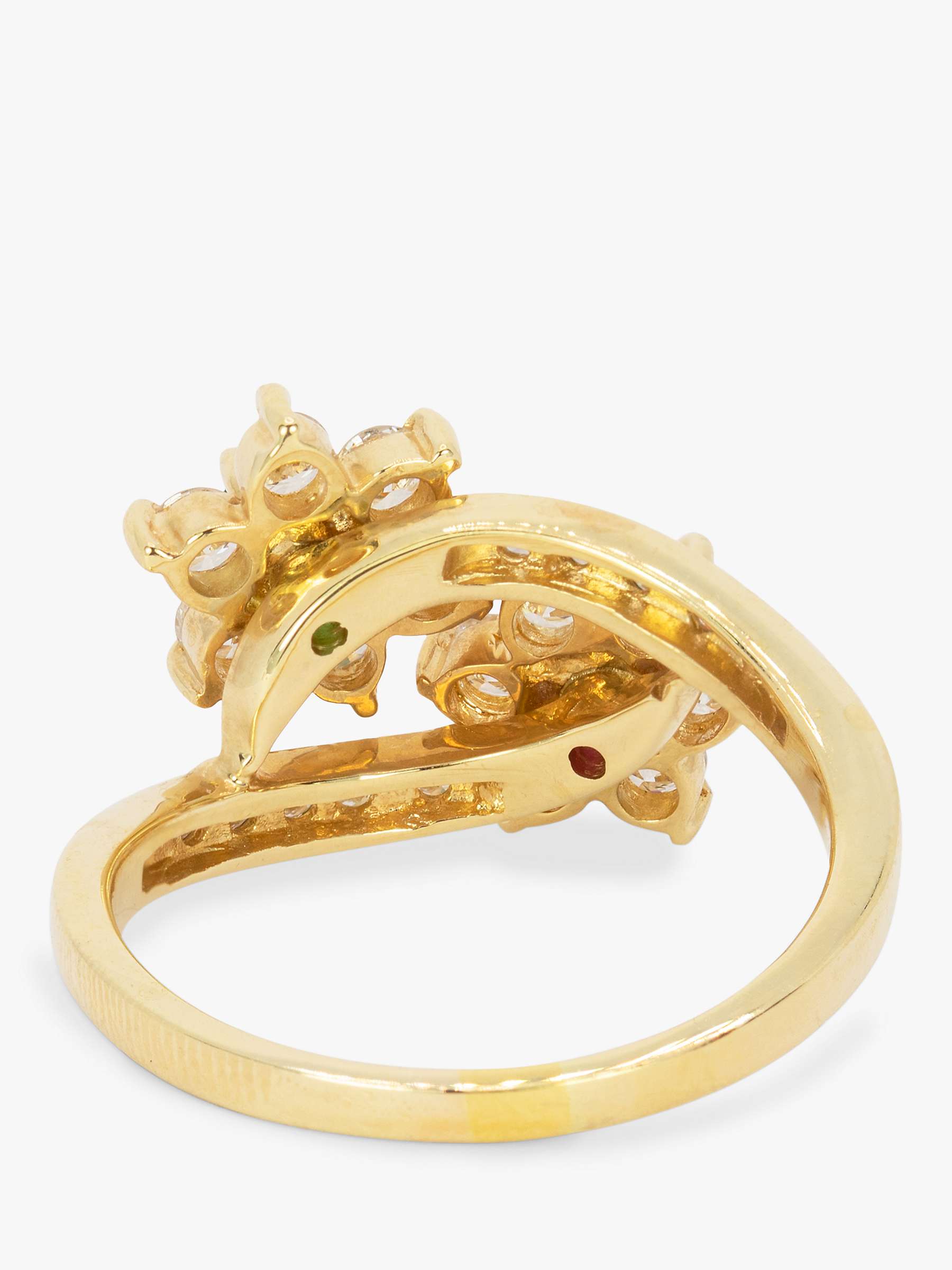 Buy Kojis Second Hand 14ct Yellow Gold Emerald, Ruby & Diamond Flower Cross Over Cocktail Ring Online at johnlewis.com