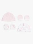 John Lewis Premature Baby GOTS Organic Cotton Giraffe Stripe Hat & Mittens Set, Pack of 2, Pink