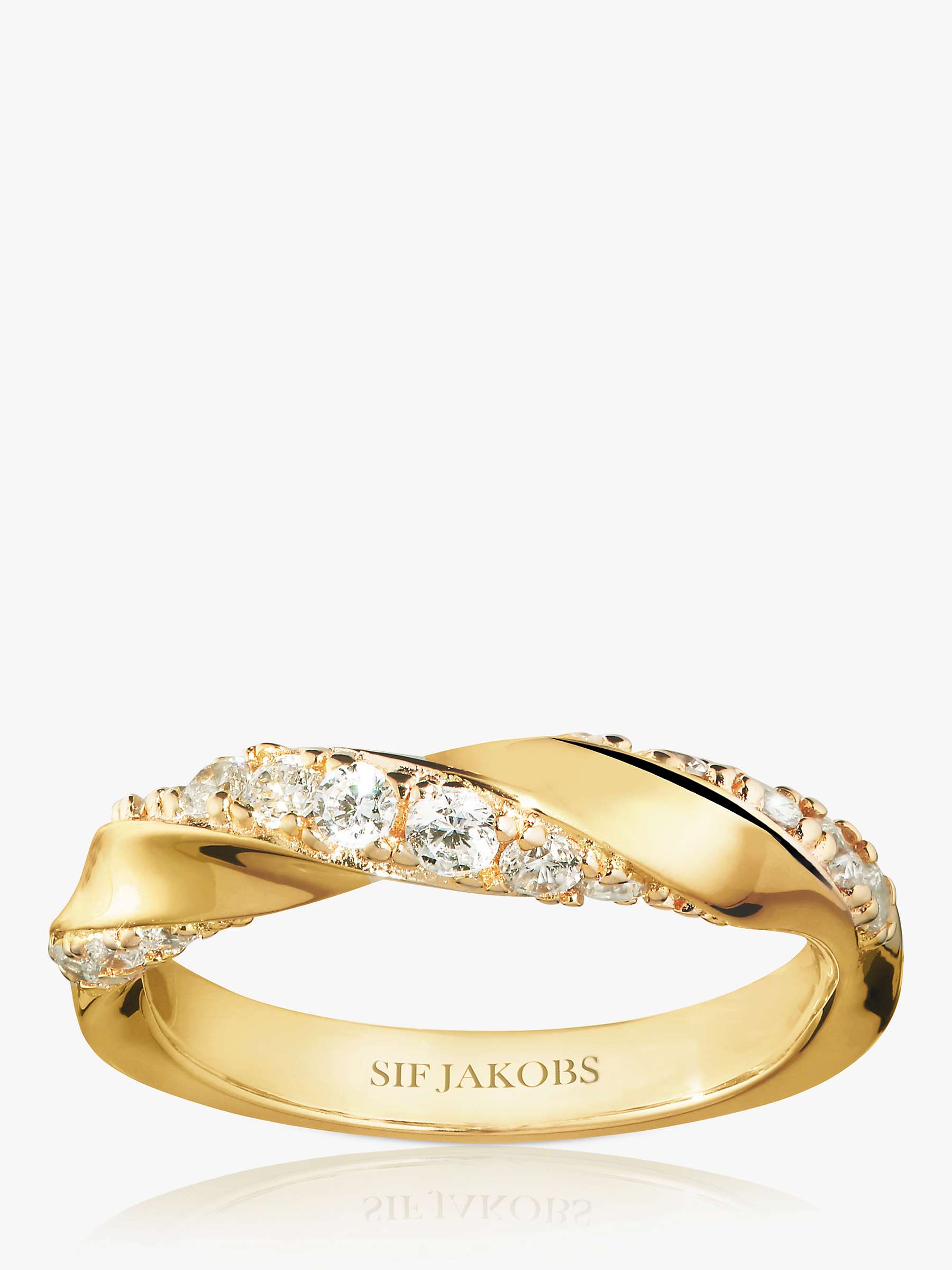 Buy Sif Jakobs Jewellery Ferrara Twisted Cubic Zirconia Band Ring, Gold Online at johnlewis.com