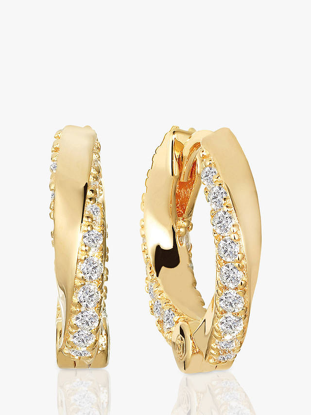Sif Jakobs Jewellery Ferrara Piccolo Cubic Zirconia Twist Hoop Earrings, Gold