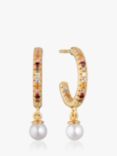 Sif Jakobs Jewellery Cubic Zirconia Freshwater Pearl Drop Hoop Earrings
