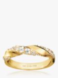 Sif Jakobs Jewellery Twisted Cubic Zirconia Band Ring, Gold