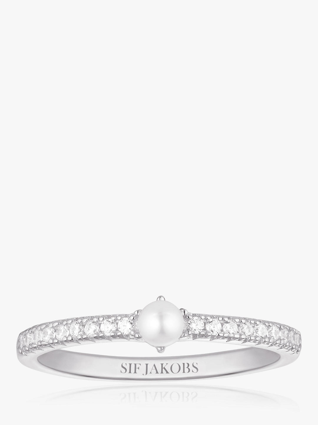 Sif Jakobs Jewellery Pearl Cubic Zirconia Cocktail Ring, Silver, Silver 
