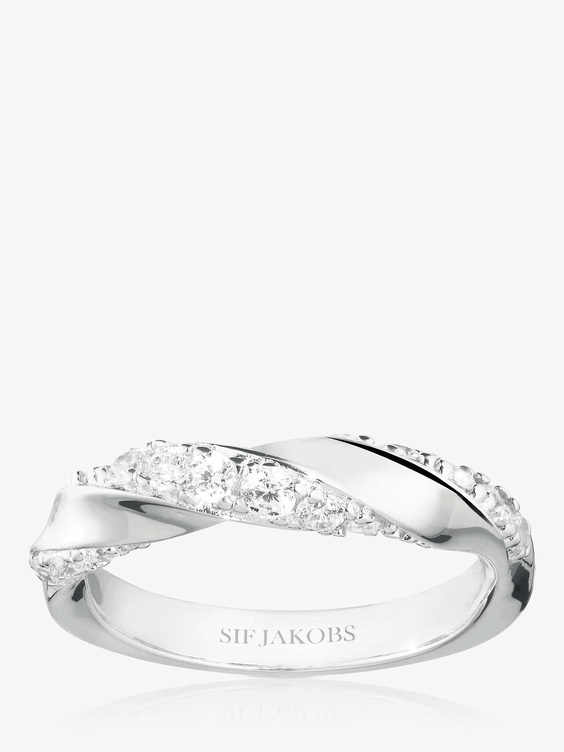 Buy Sif Jakobs Jewellery Ferrara Twisted Cubic Zirconia Band Ring, Silver Online at johnlewis.com
