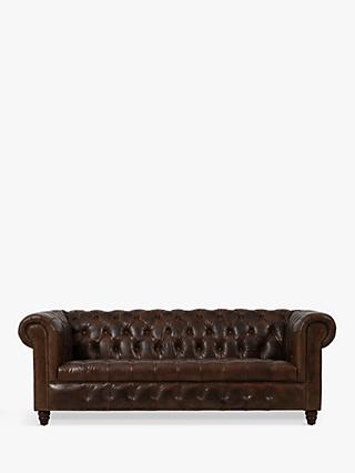 Chesterfield Range, Halo Chesterfield Large 3 Seater Leather Sofa, London Leather Cognac