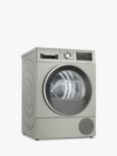 Bosch Series 6 WQG245S9GB Heat Pump Tumble Dryer, 9kg Load, Silver Innox