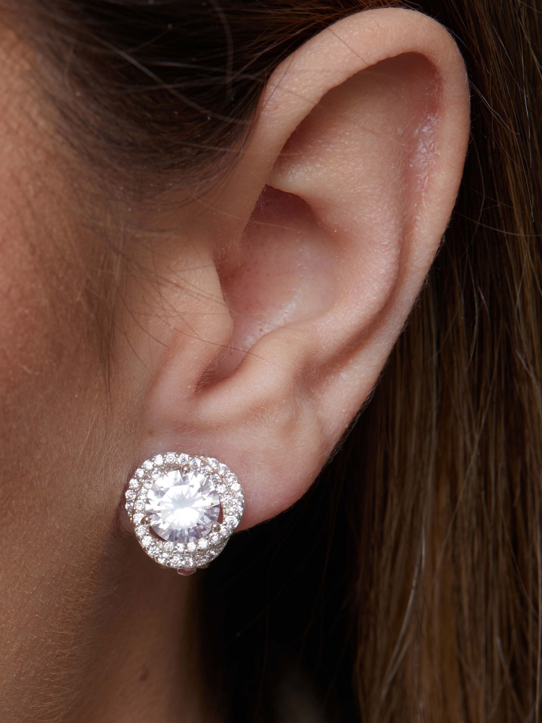 Buy Jon Richard Silver Plated Crystal Halo Clip On Earrings, Silver Online at johnlewis.com