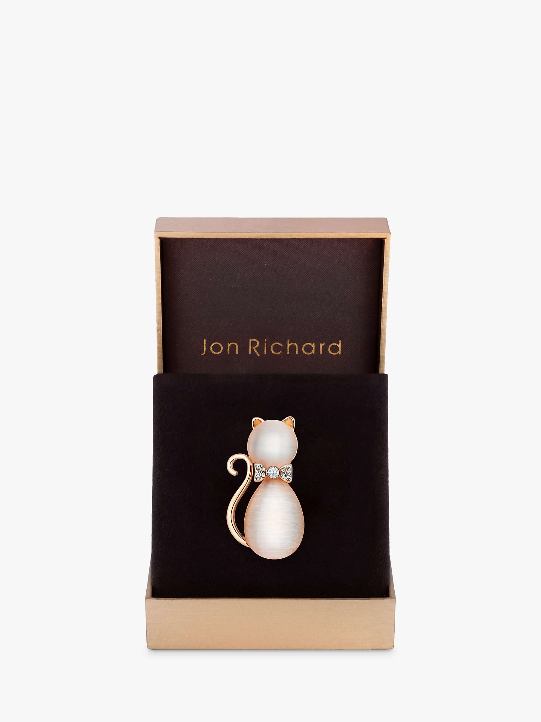 Buy Jon Richard Crystal Cat Brooch, Pink Online at johnlewis.com