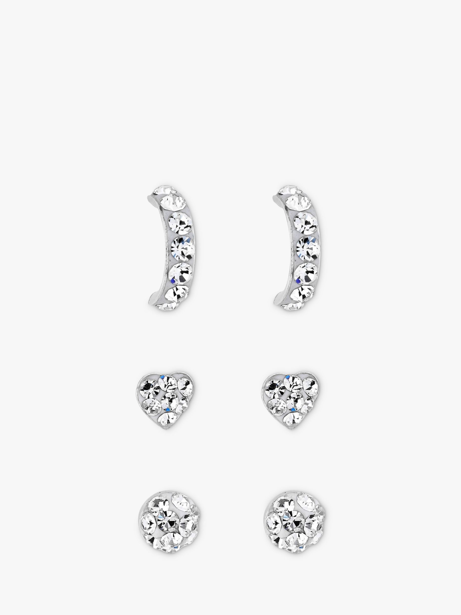 Simply Silver Cubic Zirconia Stud Earrings Set, Pack of 3, Silver at ...