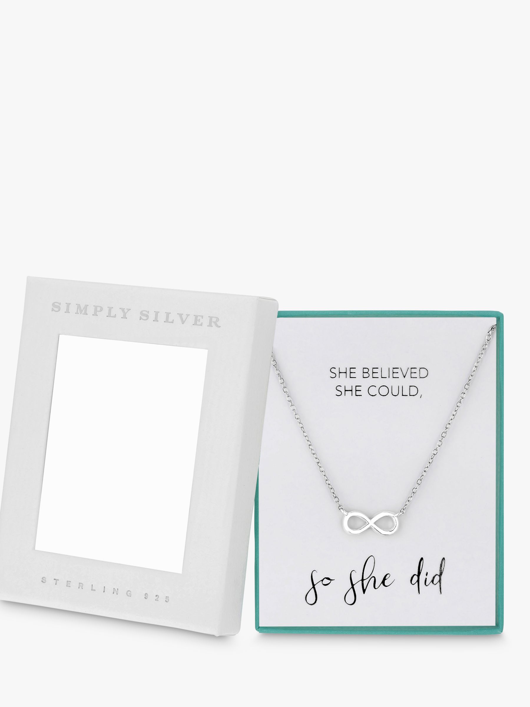 Simply Silver Infinity Pendant Necklace, Silver at John Lewis & Partners