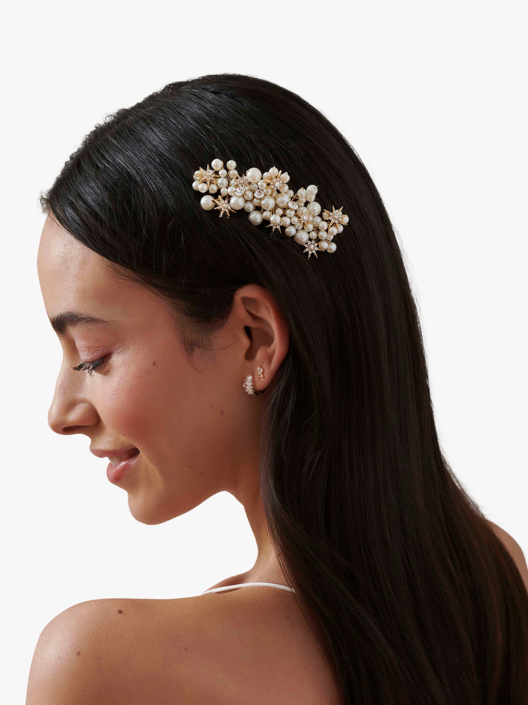 Jon Richard Star Pearl Hair Comb Gold at John Lewis Partners