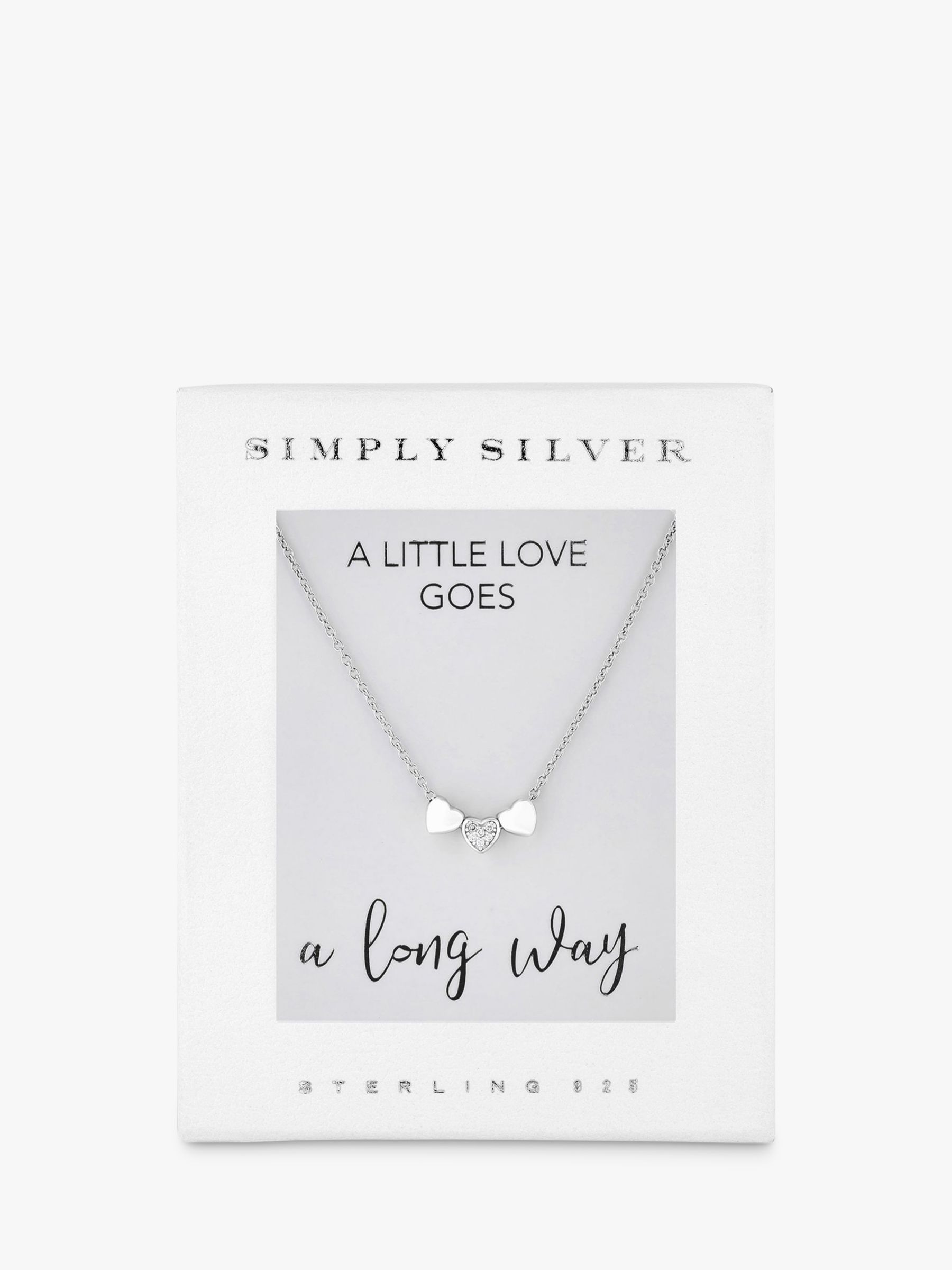 Simply Silver Triple Heart Pendant Necklace, Silver at John Lewis ...