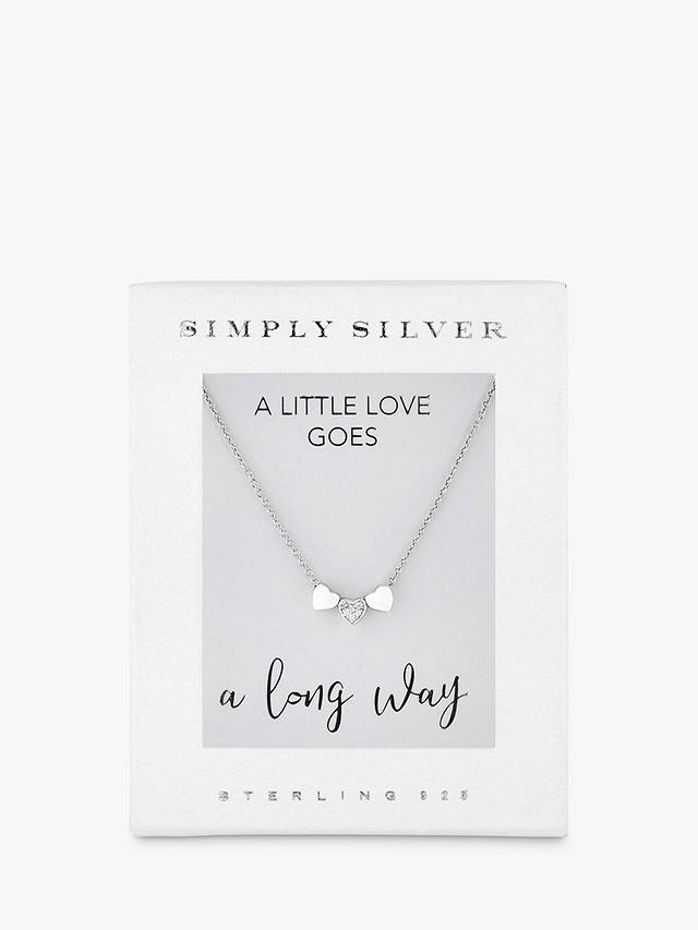 Simply Silver Triple Heart Pendant Necklace, Silver