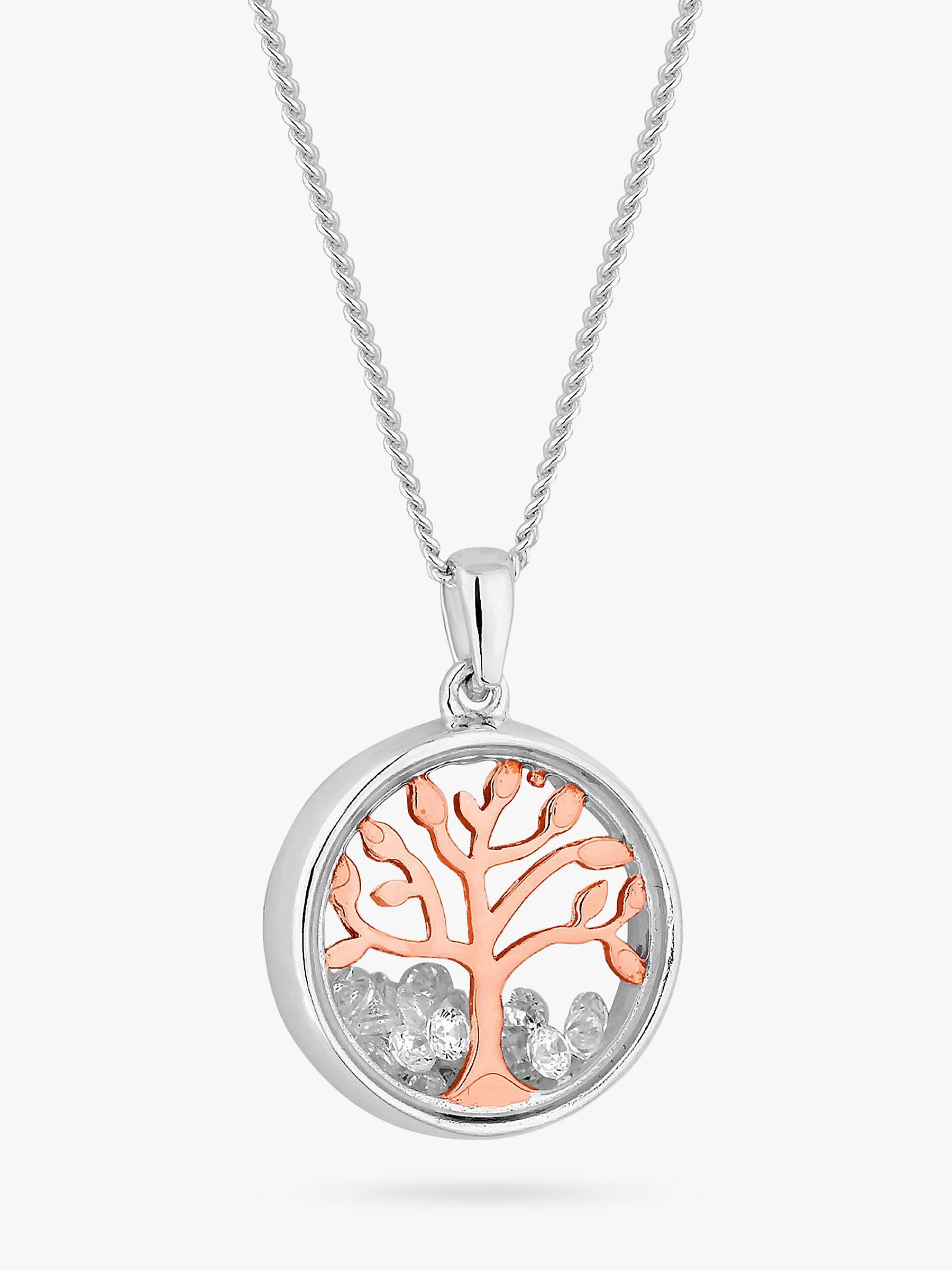Buy Simply Silver Tree of Love Shaker Pendant Necklace, Silver/Rose Gold Online at johnlewis.com