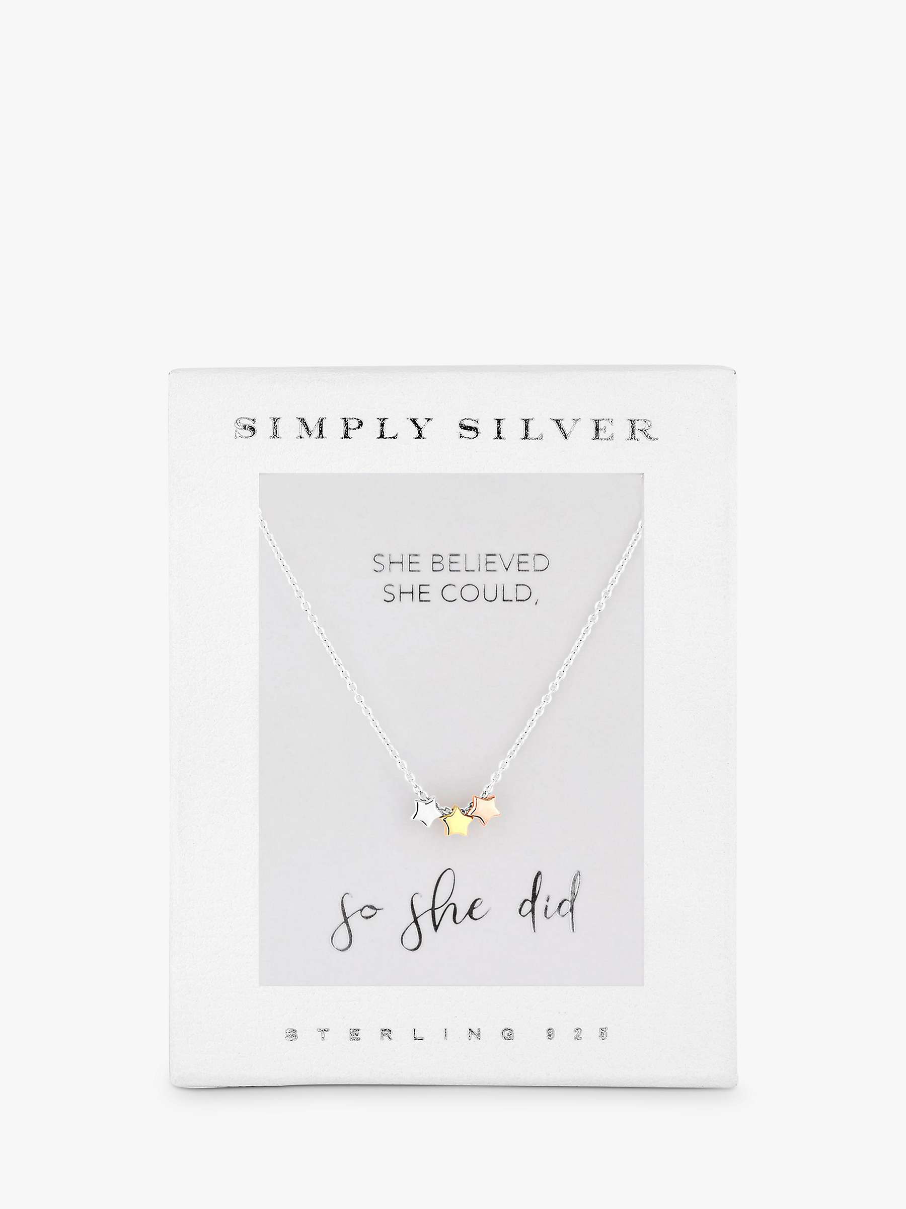 Buy Simply Silver Triple Star Pendant Necklace, Silver/Multi Online at johnlewis.com