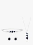 Jon Richard Cubic Zirconia Twist Pendant Necklace, Bracelet and Stud Earrings Jewellery Gift Set, Silver/Sapphire