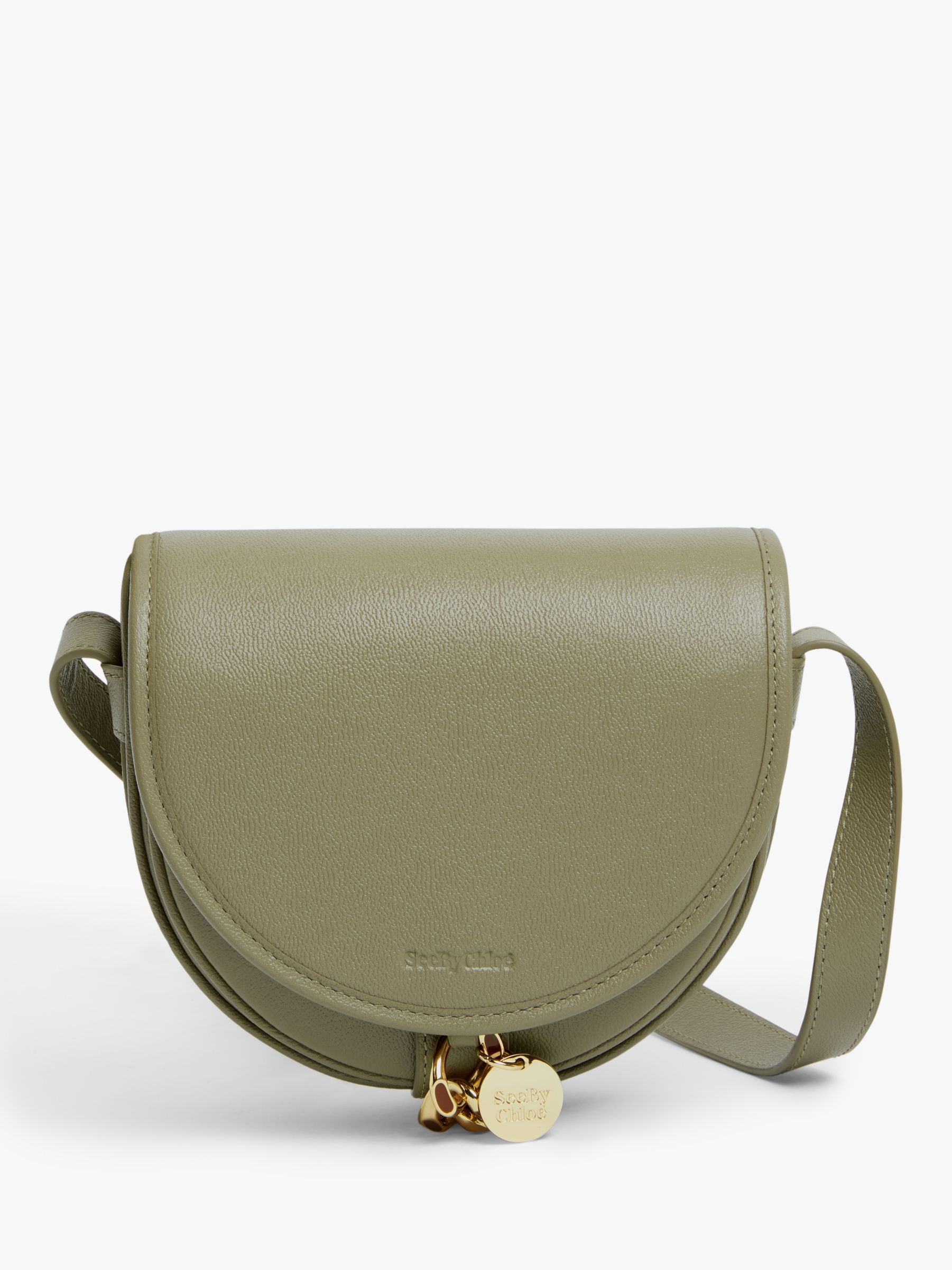 See By Chloé Mara Small Leather Saddle Cross Body Bag, Motty Grey at ...