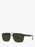 BVLGARI BV5057 Men's Rectangular Sunglasses, Gunmetal Aluminium/Green