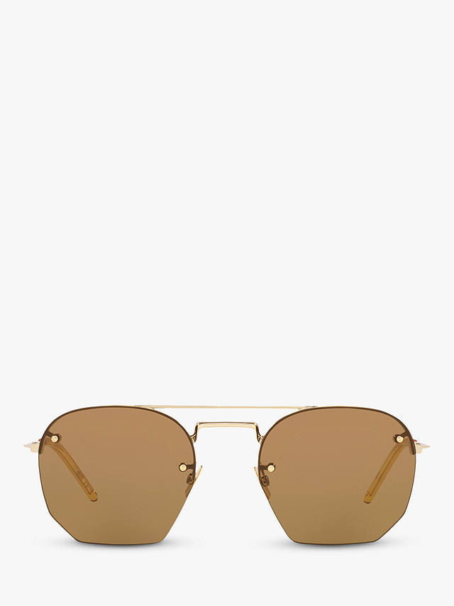 Yves Saint Laurent SL 422 Men's Round Sunglasses, Gold/Brown