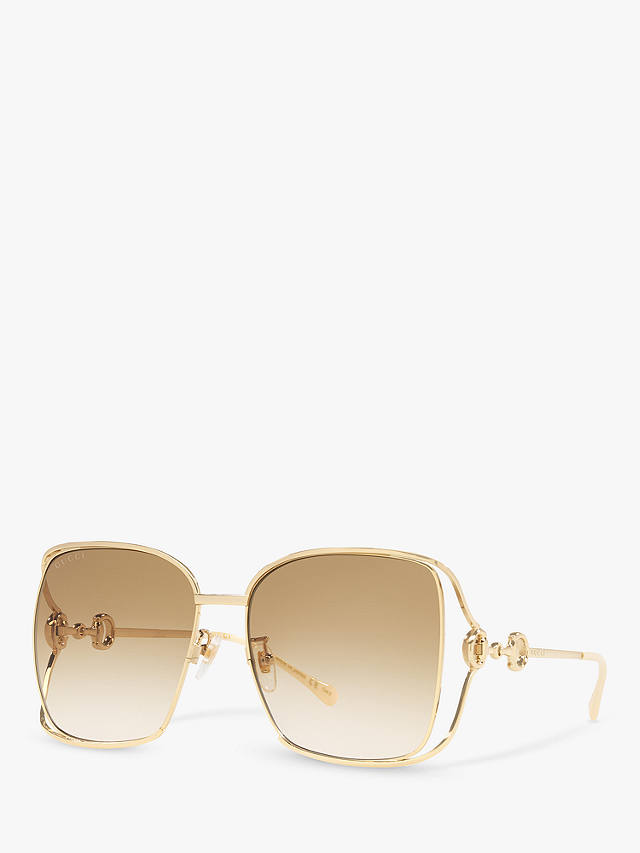 Gucci GG1020S Women's Square Sunglasses, Gold/Brown Gradient at John ...