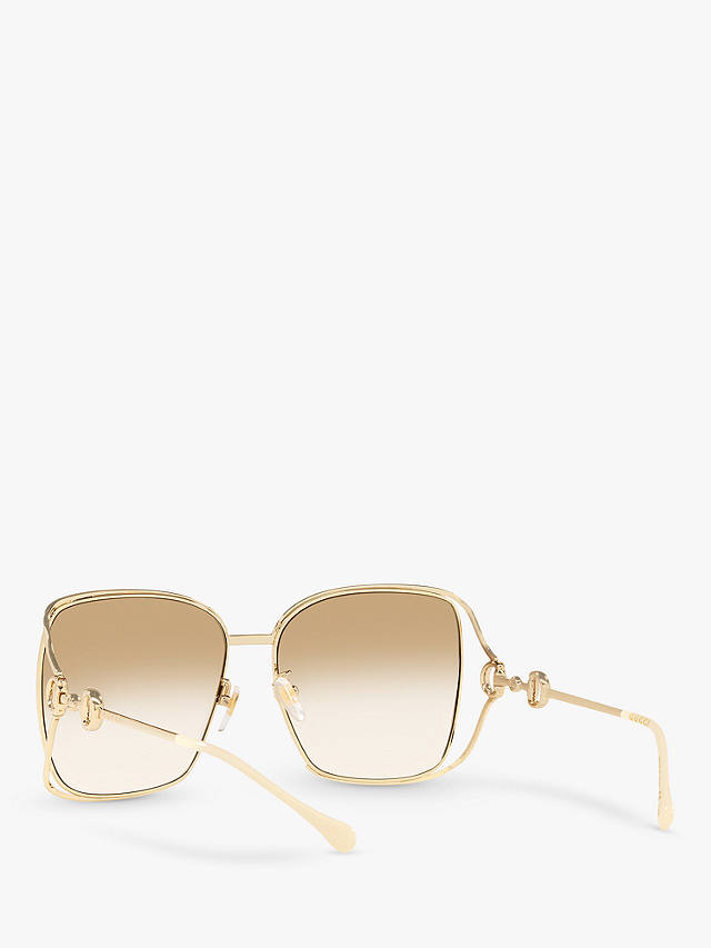 Gucci GG1020S Women's Square Sunglasses, Gold/Brown Gradient