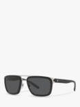 BVLGARI BV5057 Men's Rectangular Sunglasses, Aluminium/Matte Black