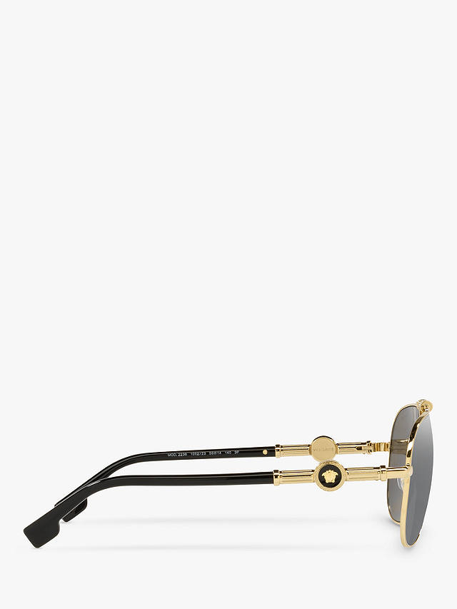 Versace VE2236 Unisex Polarised Pilot Sunglasses, Gold/Grey