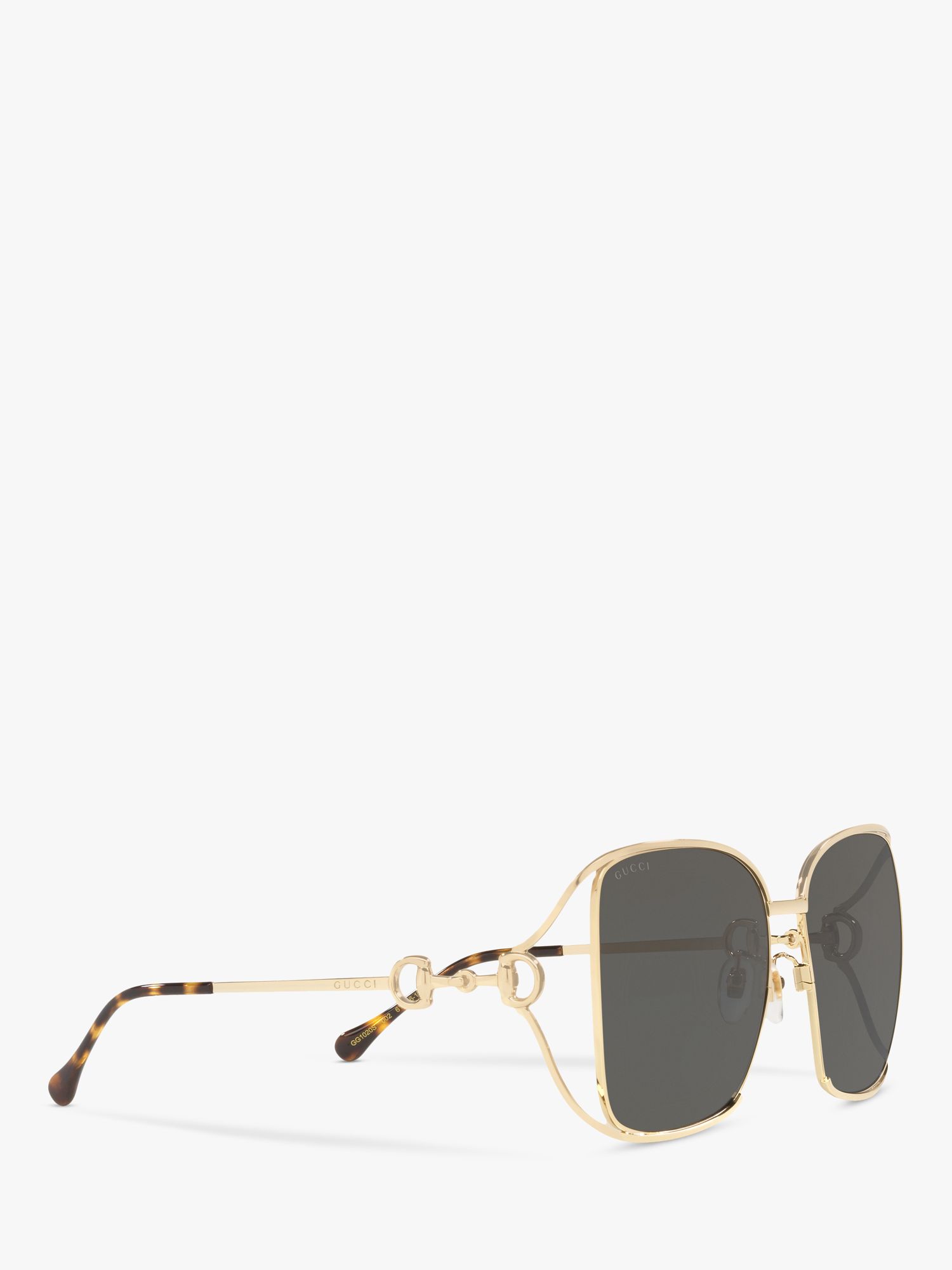 Gucci GG1020S Women's Square Sunglasses, Gold/Grey at John Lewis & Partners