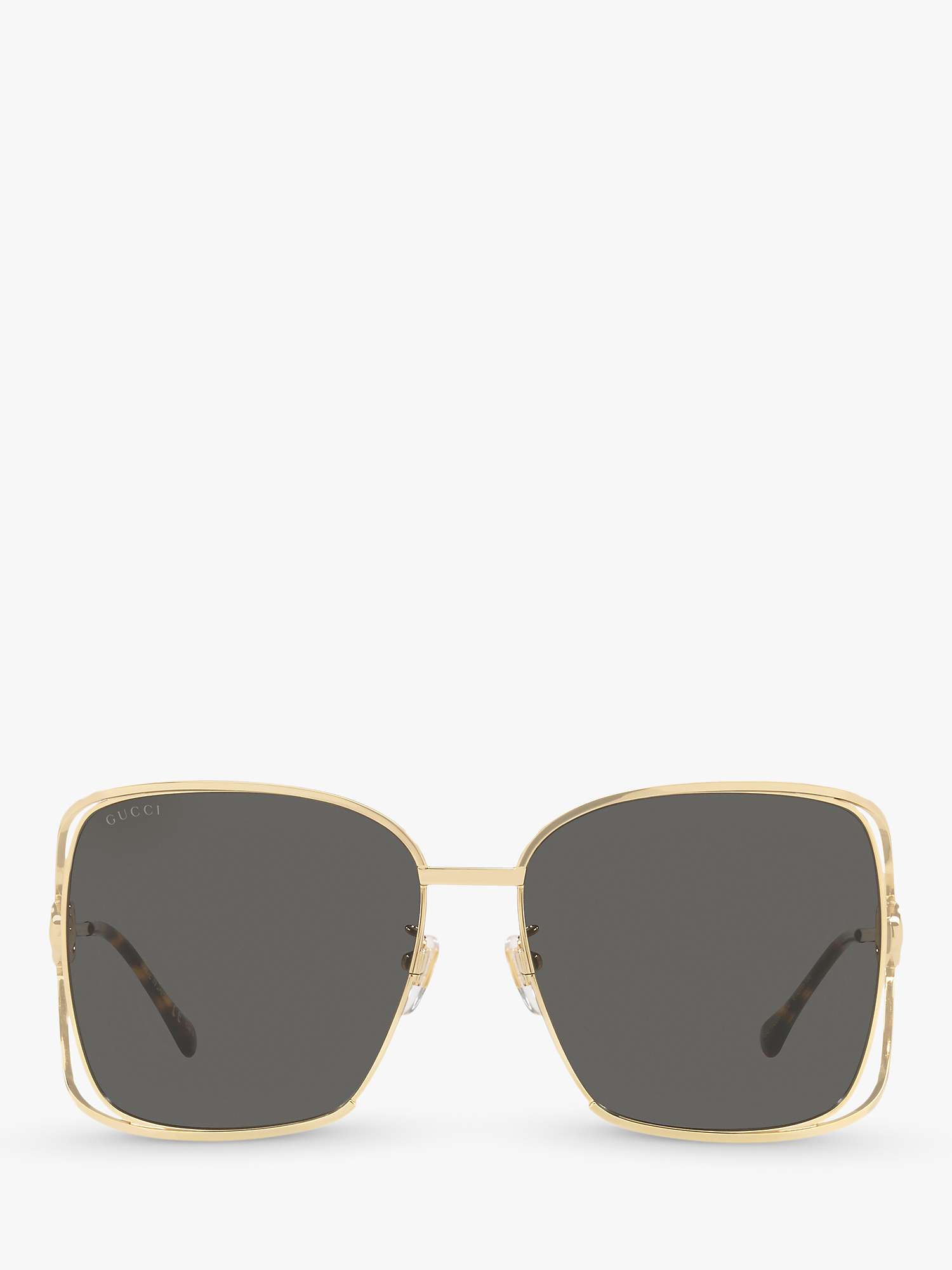 Gucci GG1020S Women's Square Sunglasses, Gold/Grey at John Lewis & Partners