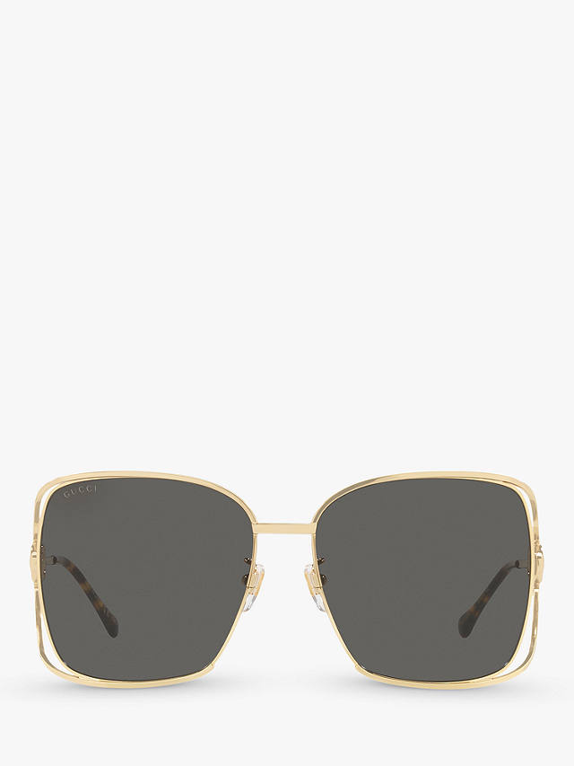 Gucci GG1020S Women's Square Sunglasses, Gold/Grey