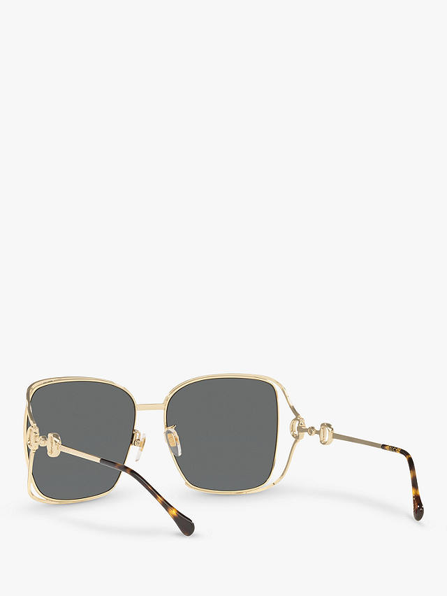 Gucci GG1020S Women's Square Sunglasses, Gold/Grey