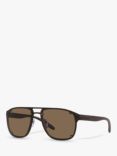 BVLGARI BV5058 Men's Rectangular Sunglasses, Brown Aluminium/Brown