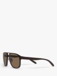 BVLGARI BV5058 Men's Rectangular Sunglasses, Brown Aluminium/Brown