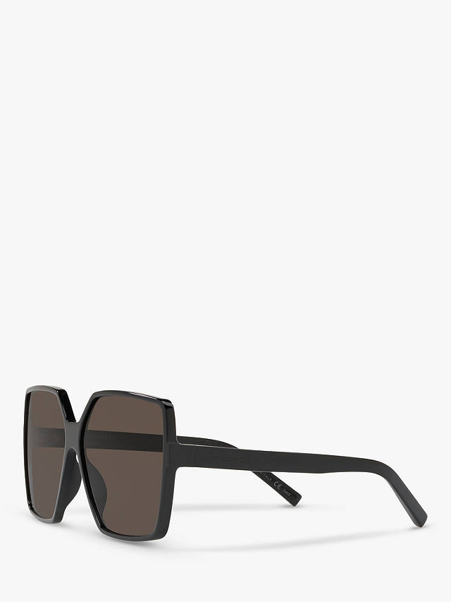 Yves Saint Laurent SL 232 Women's Betty Square Sunglasses, Shiny Black/Grey