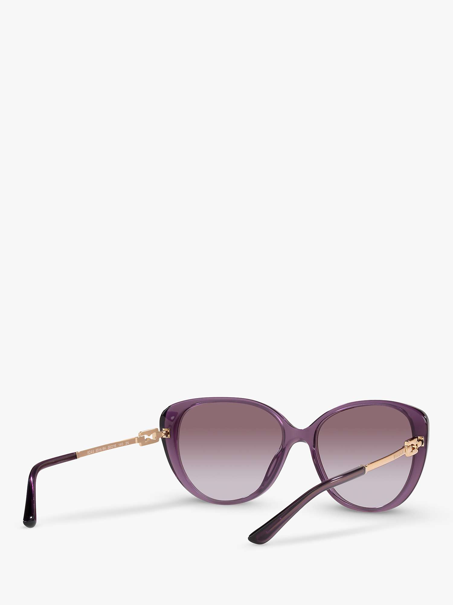 Buy BVLGARI BV8244 Women's Cat's Eye Sunglasses, Transparent Amethyst/Purple Online at johnlewis.com