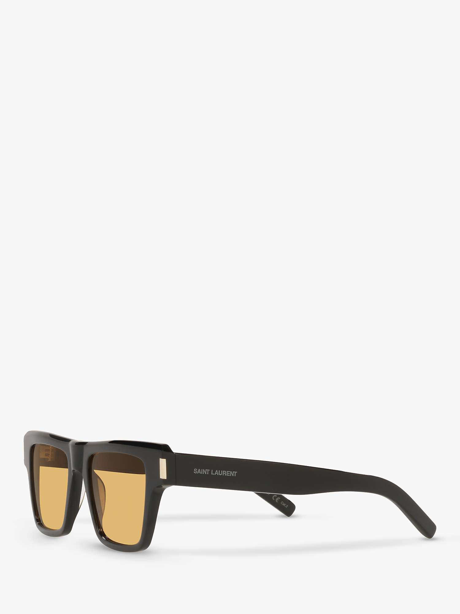 Buy Yves Saint Laurent SL 469 Men's Rectangular Sunglasses, Shiny Black/Yellow Online at johnlewis.com