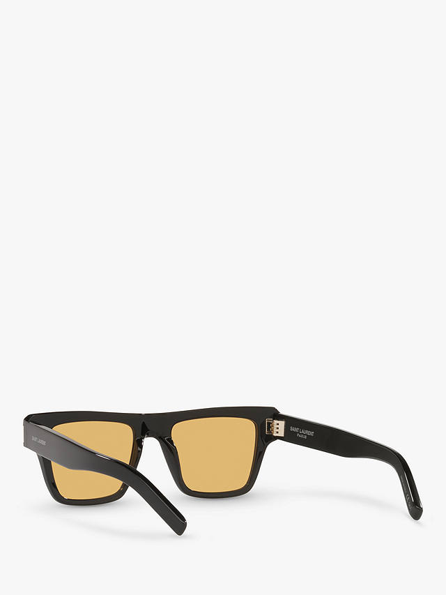Yves Saint Laurent SL 469 Men's Rectangular Sunglasses, Shiny Black/Yellow