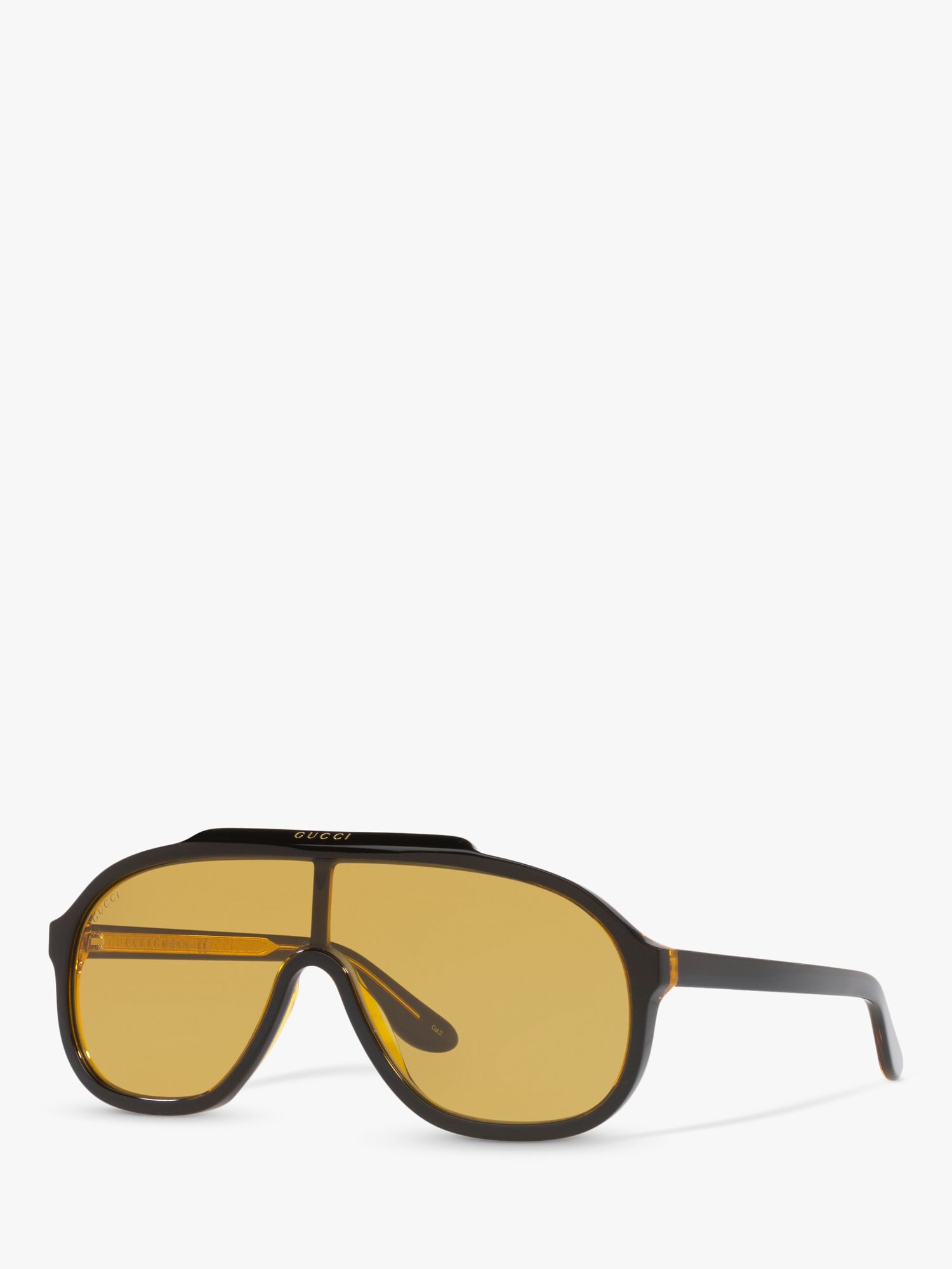 Gucci GG1038S Men's s Pilot Sunglasses, Black/Yellow at John Lewis