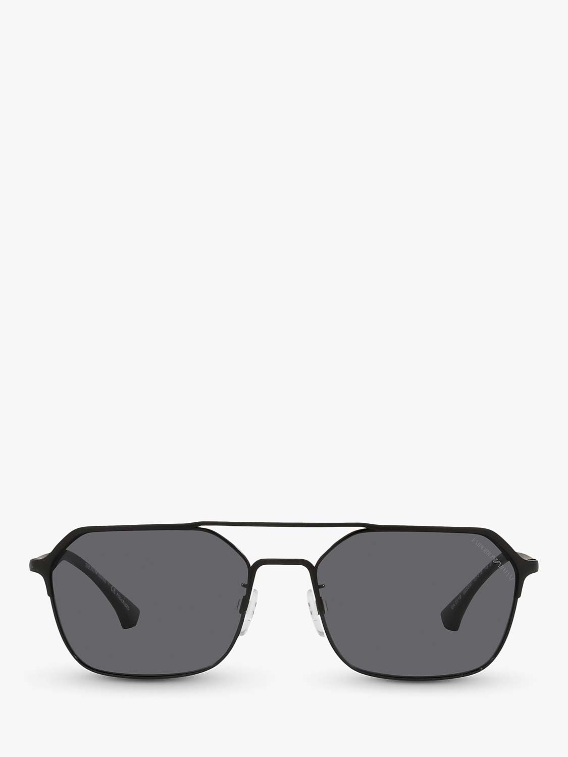 Buy Emporio Armani EA2119 Men's Rectangular Polarised Sunglasses, Matte/Shiny Black Online at johnlewis.com