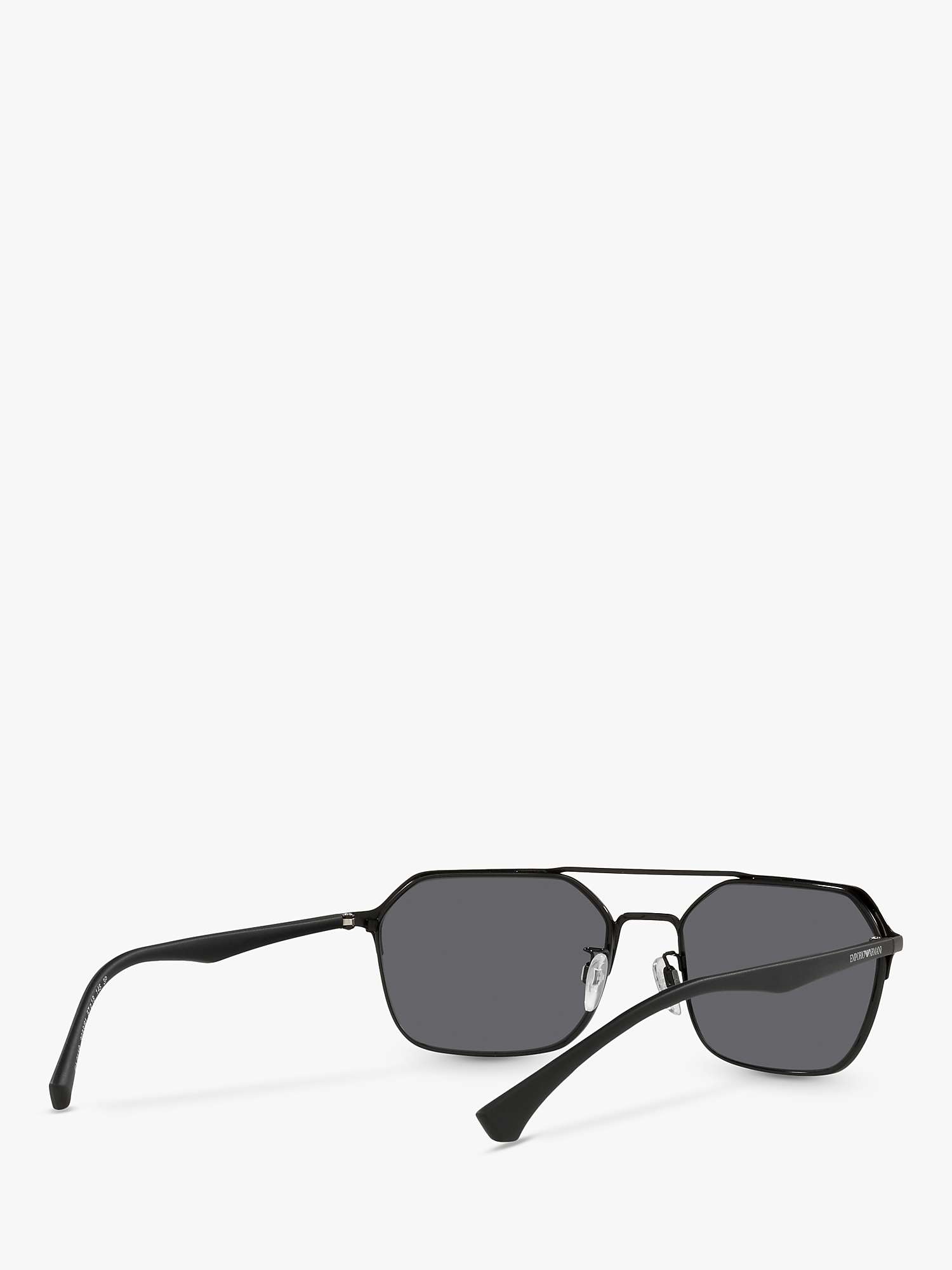 Buy Emporio Armani EA2119 Men's Rectangular Polarised Sunglasses, Matte/Shiny Black Online at johnlewis.com