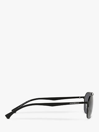 Emporio Armani EA2119 Men's Rectangular Polarised Sunglasses, Matte/Shiny Black