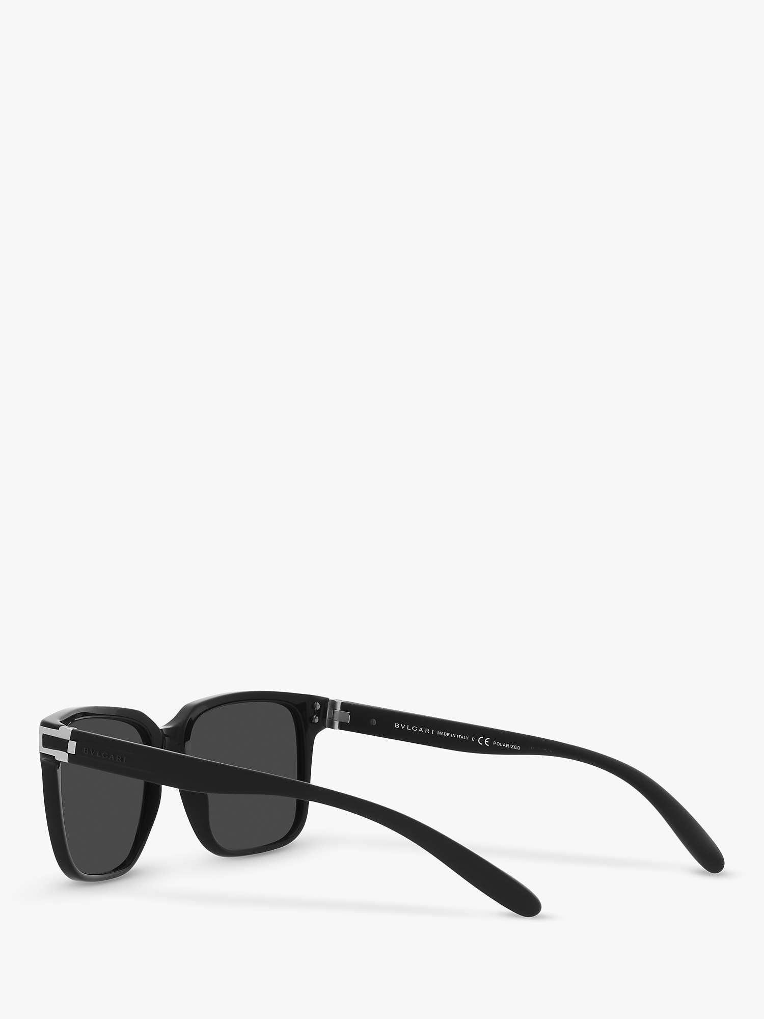 Buy BVLGARI BV7036 Men's Polarised Rectangular Sunglasses, Black/Grey Online at johnlewis.com