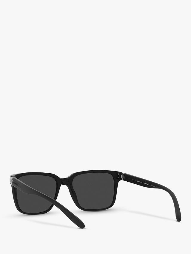 BVLGARI BV7036 Men's Polarised Rectangular Sunglasses, Black/Grey