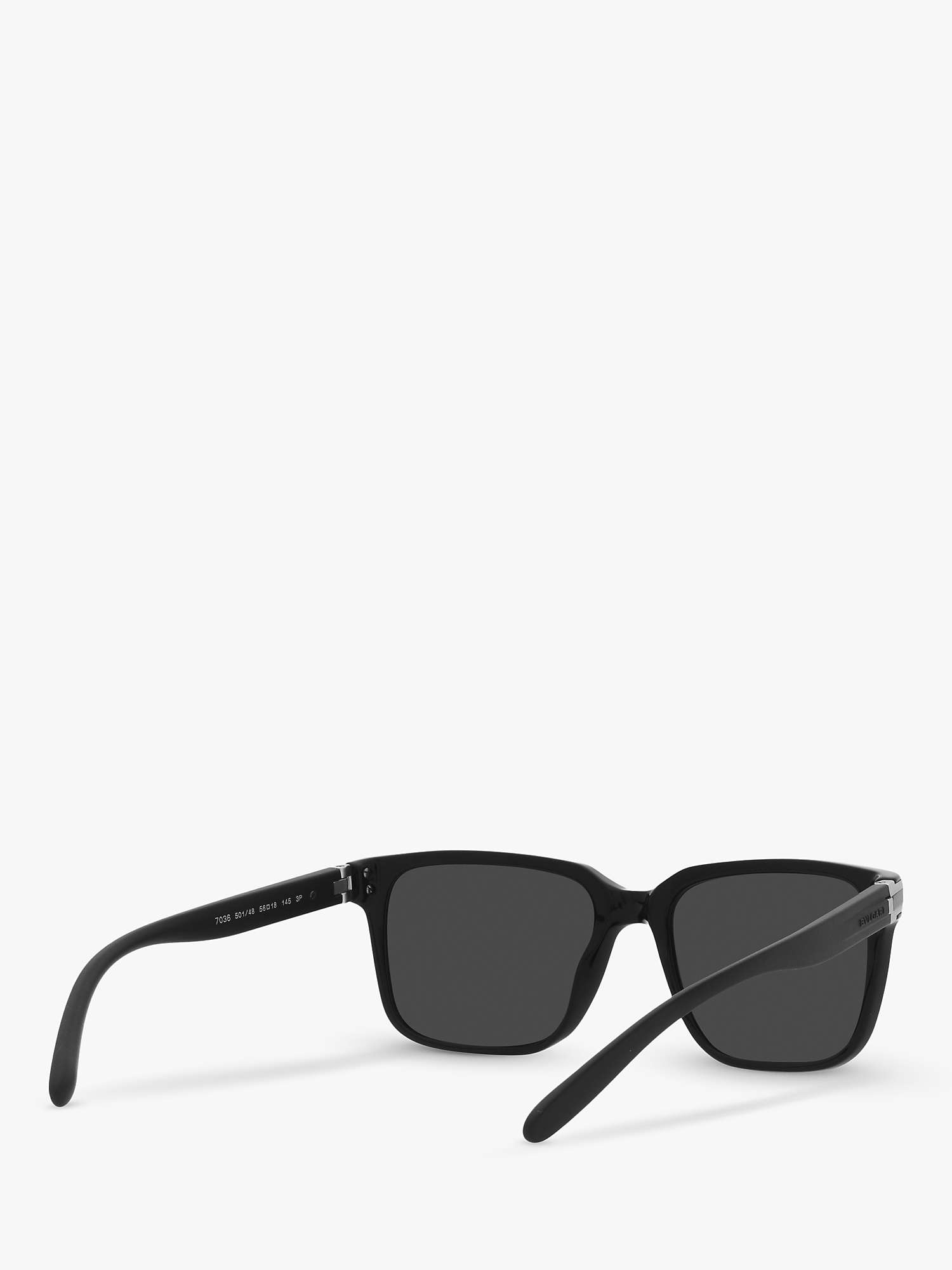 Buy BVLGARI BV7036 Men's Polarised Rectangular Sunglasses, Black/Grey Online at johnlewis.com