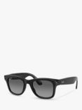 Ray-Ban RW4002 Unisex Wayfarer Polarised Sunglasses, Shiny Black
